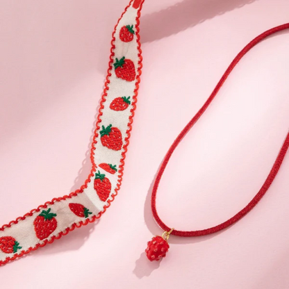 Duo collier fraise