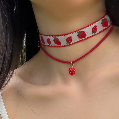 Duo collier fraise