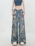 Floral Wide-Leg Jeans