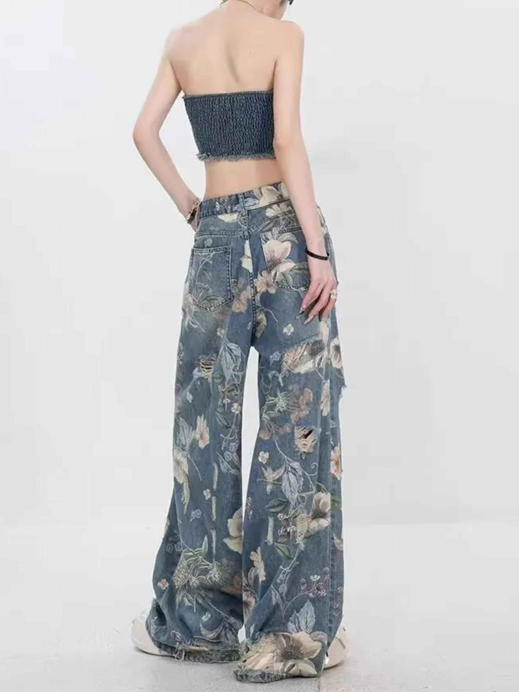 Floral Wide-Leg Jeans
