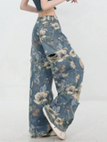 Floral Wide-Leg Jeans