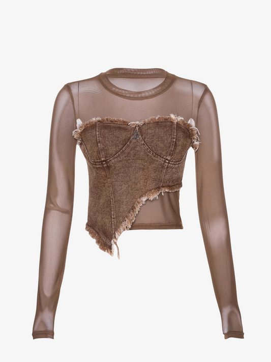 Asymmetric Denim Top