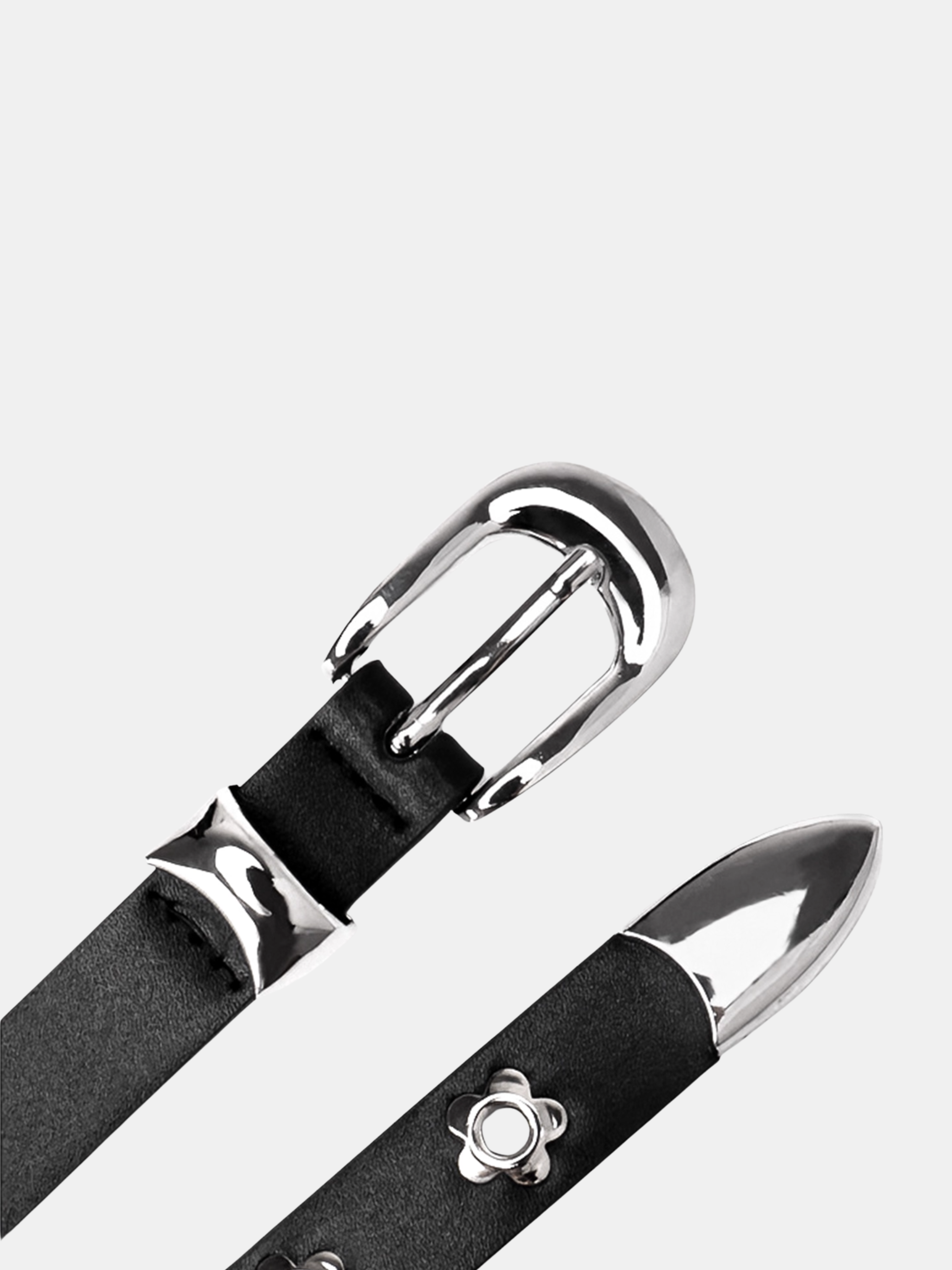 Floral Buckle Leather Belt