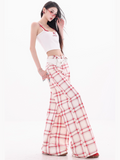 Plaid Wide-Leg Pants