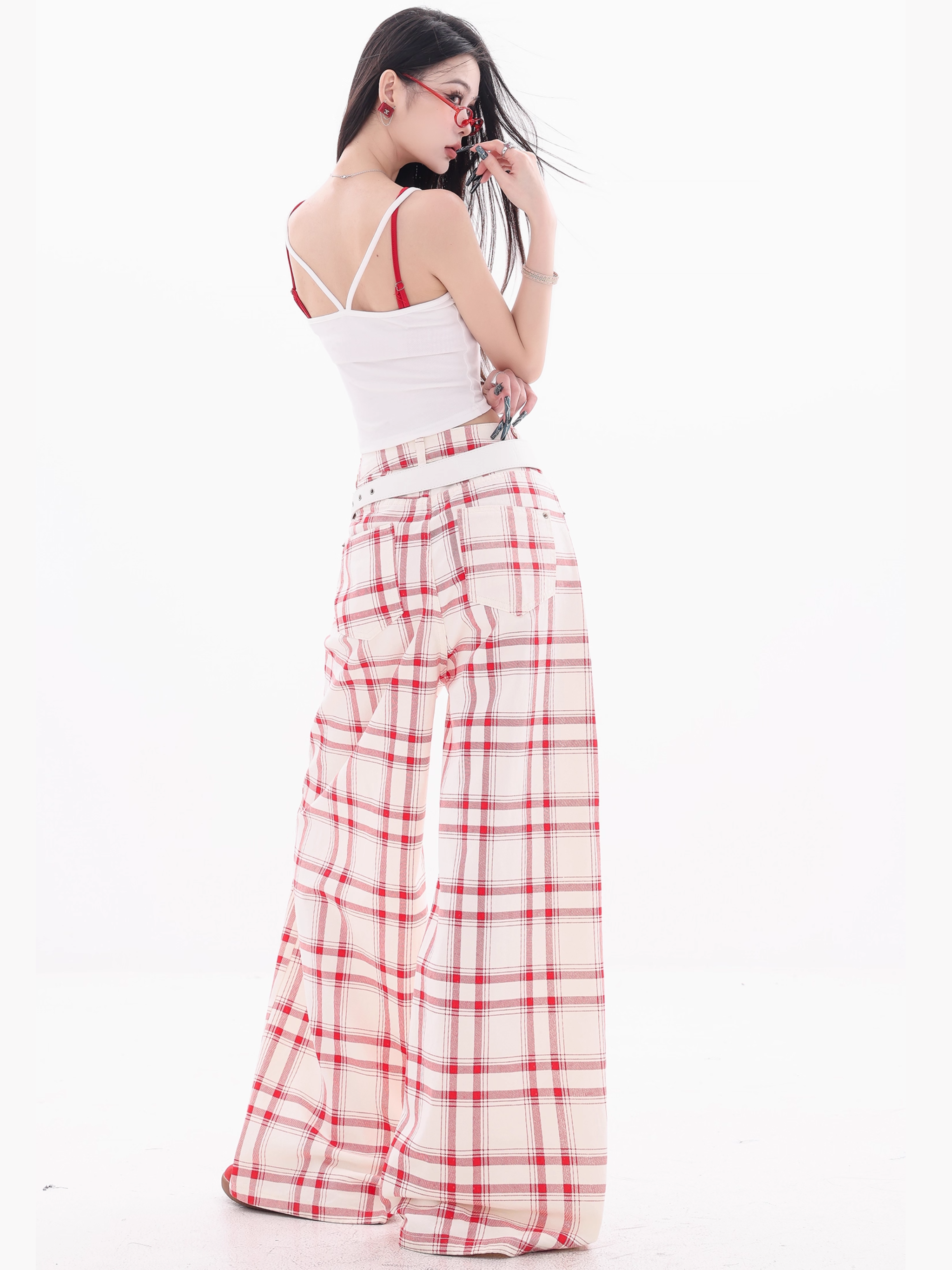 Plaid Wide-Leg Pants