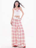 Plaid Wide-Leg Pants