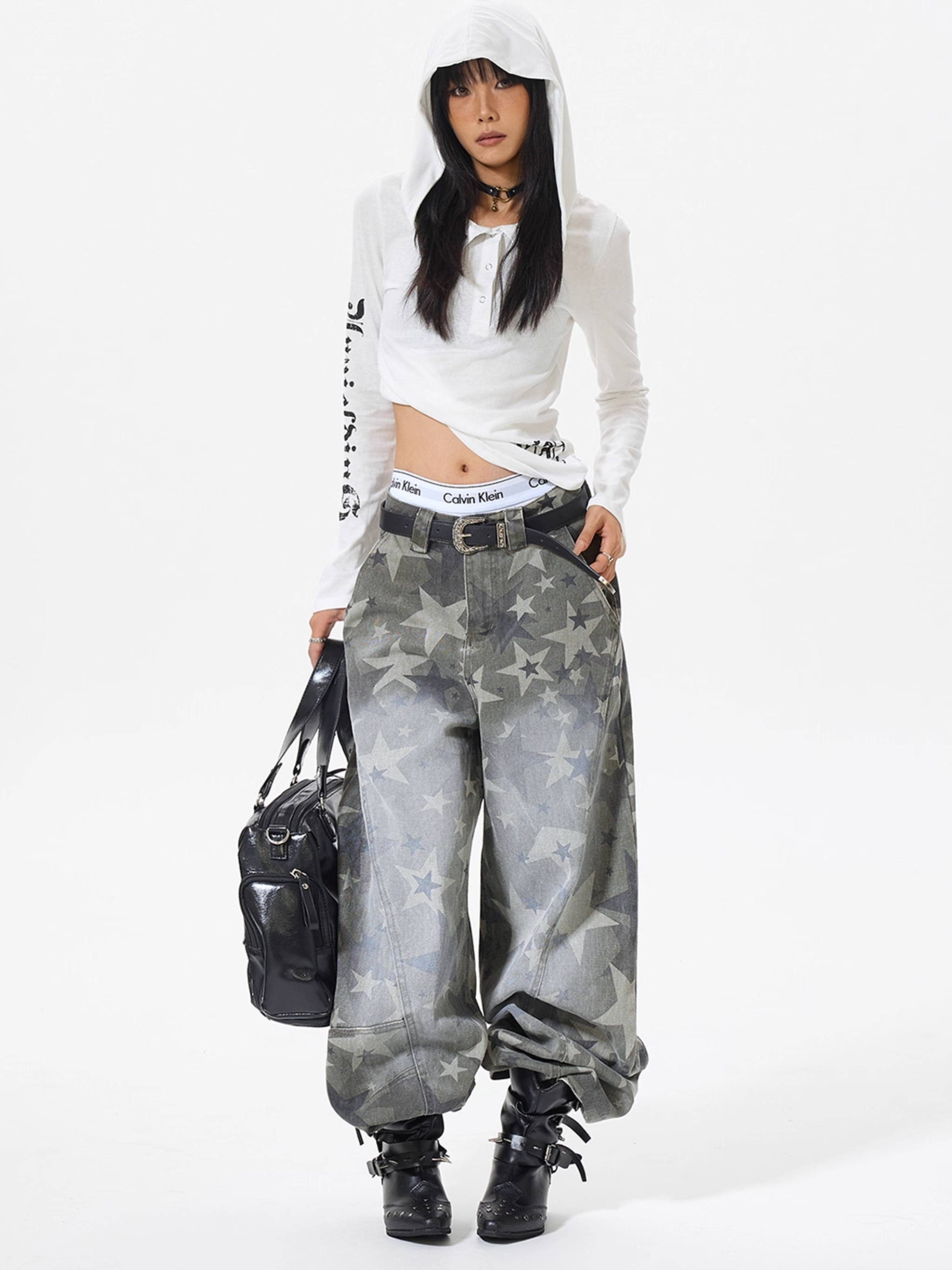 Star Print Baggy Jeans