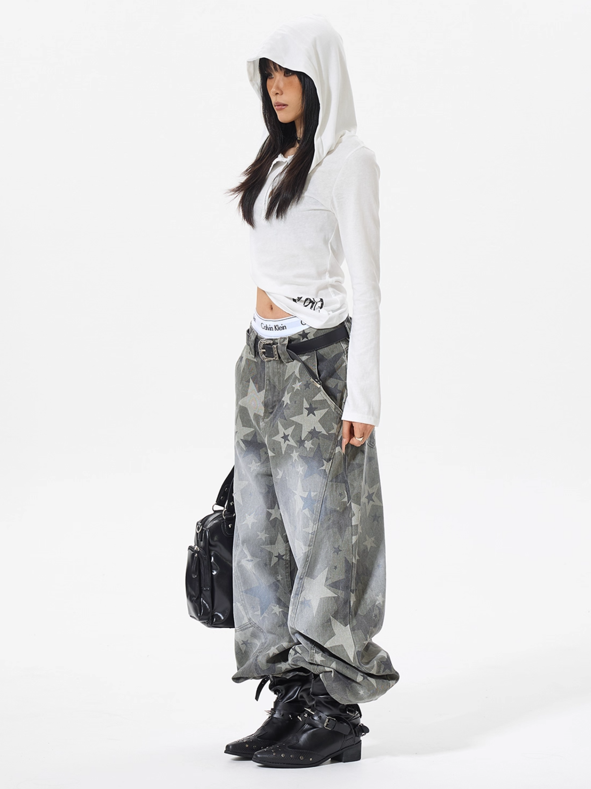 Star Print Baggy Jeans