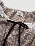 Lace Trim Plaid Crop Top