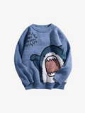 Pull tricoté surdimensionné à motif requin