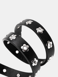 Floral Buckle Leather Belt
