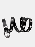 Floral Buckle Leather Belt