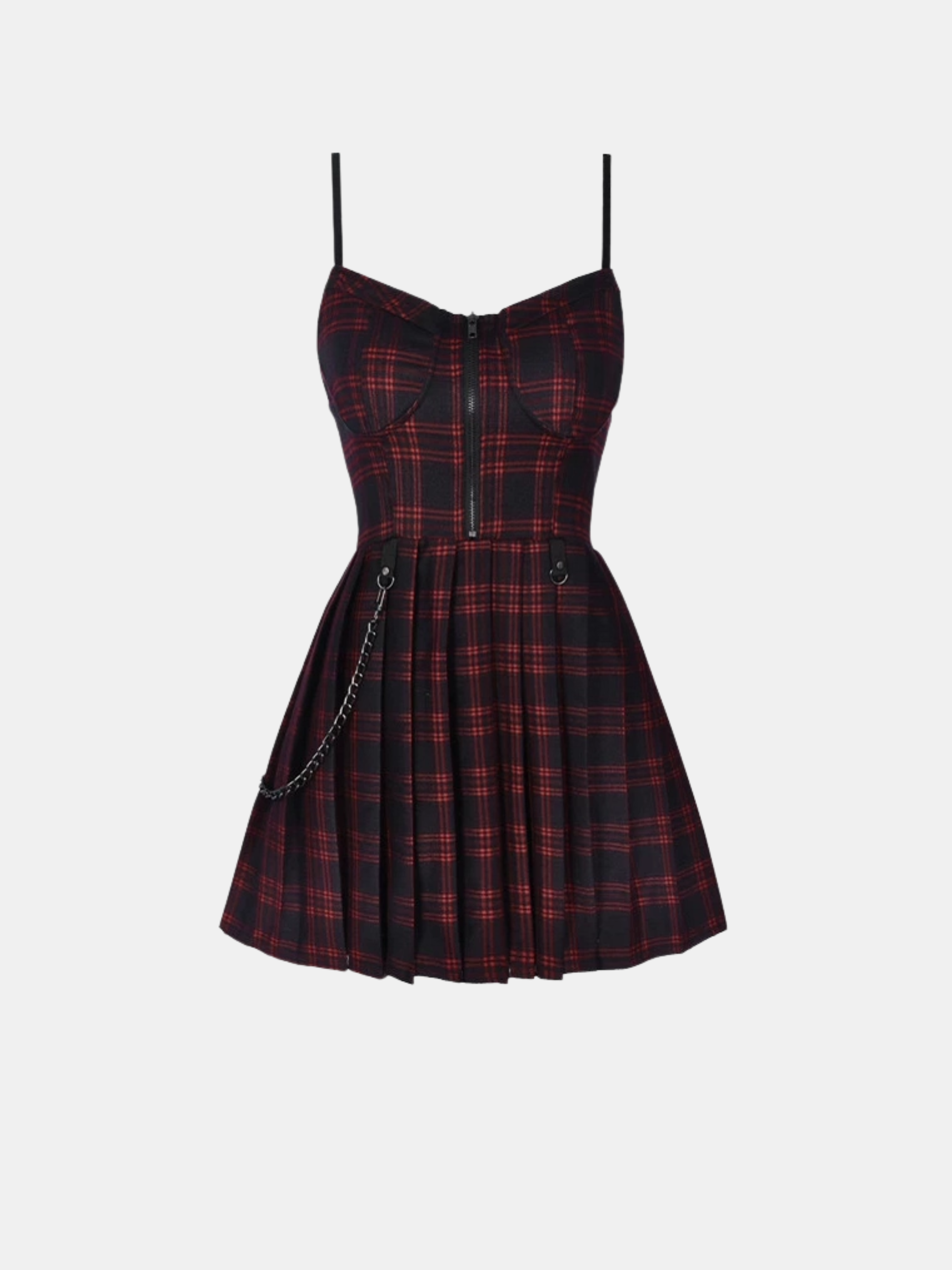 Mini-robe à carreaux et chaînes